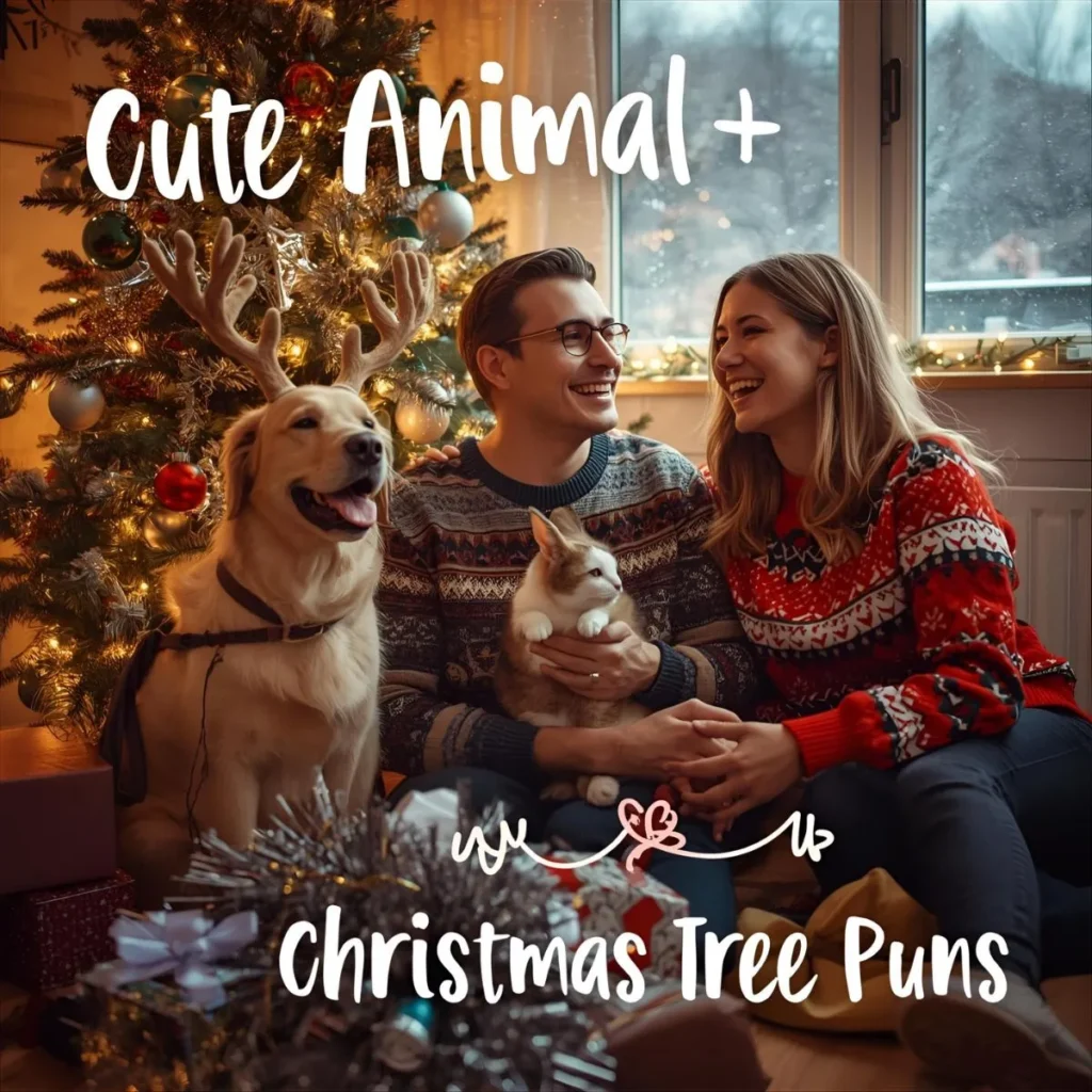 Cute Animal + Christmas Tree Puns 