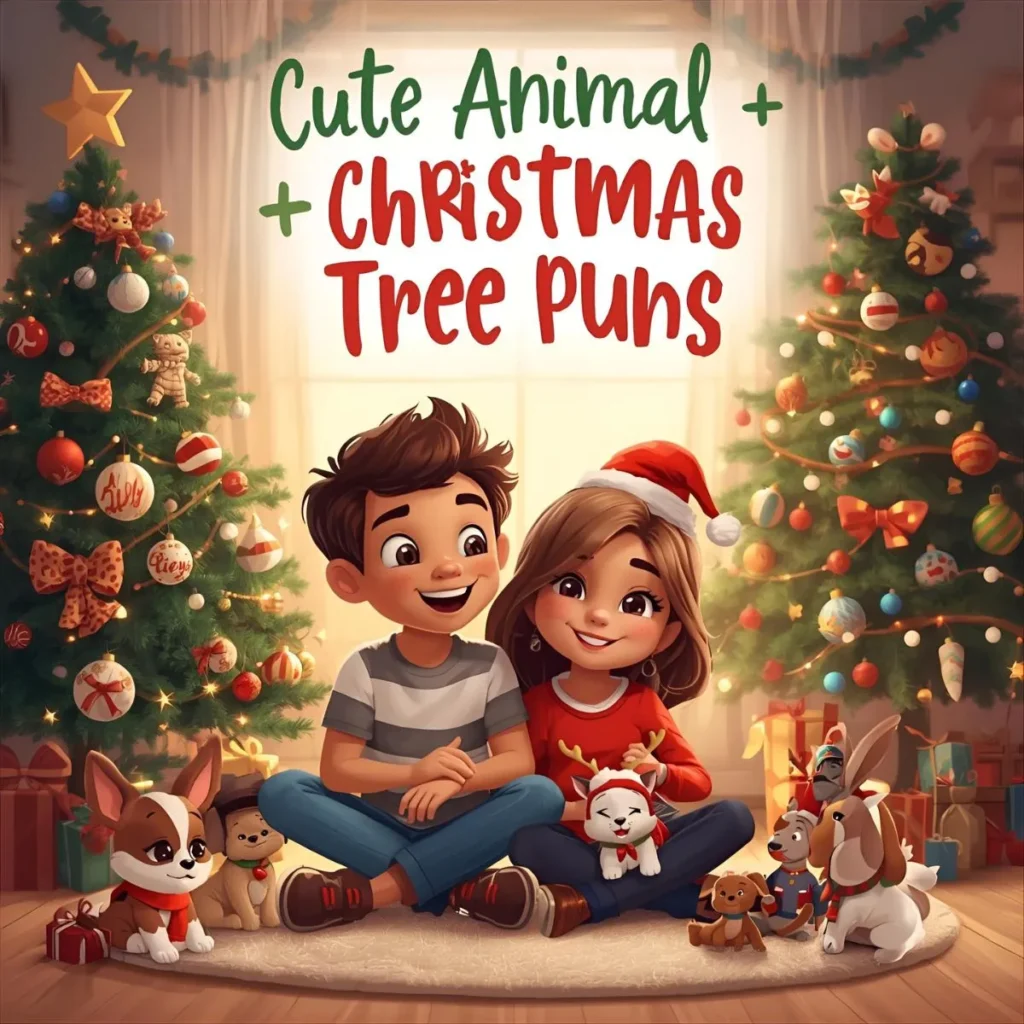 Cute Animal + Christmas Tree Puns 
